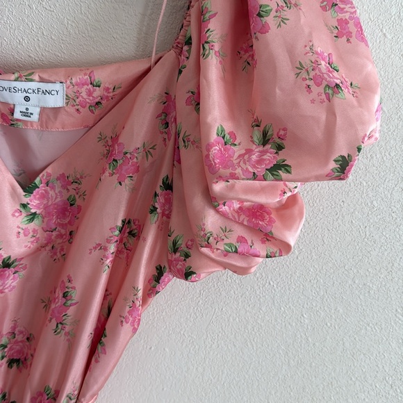 LoveShackFancy Pink Ruched Ruffled Mini Dress - Picture 4 of 7